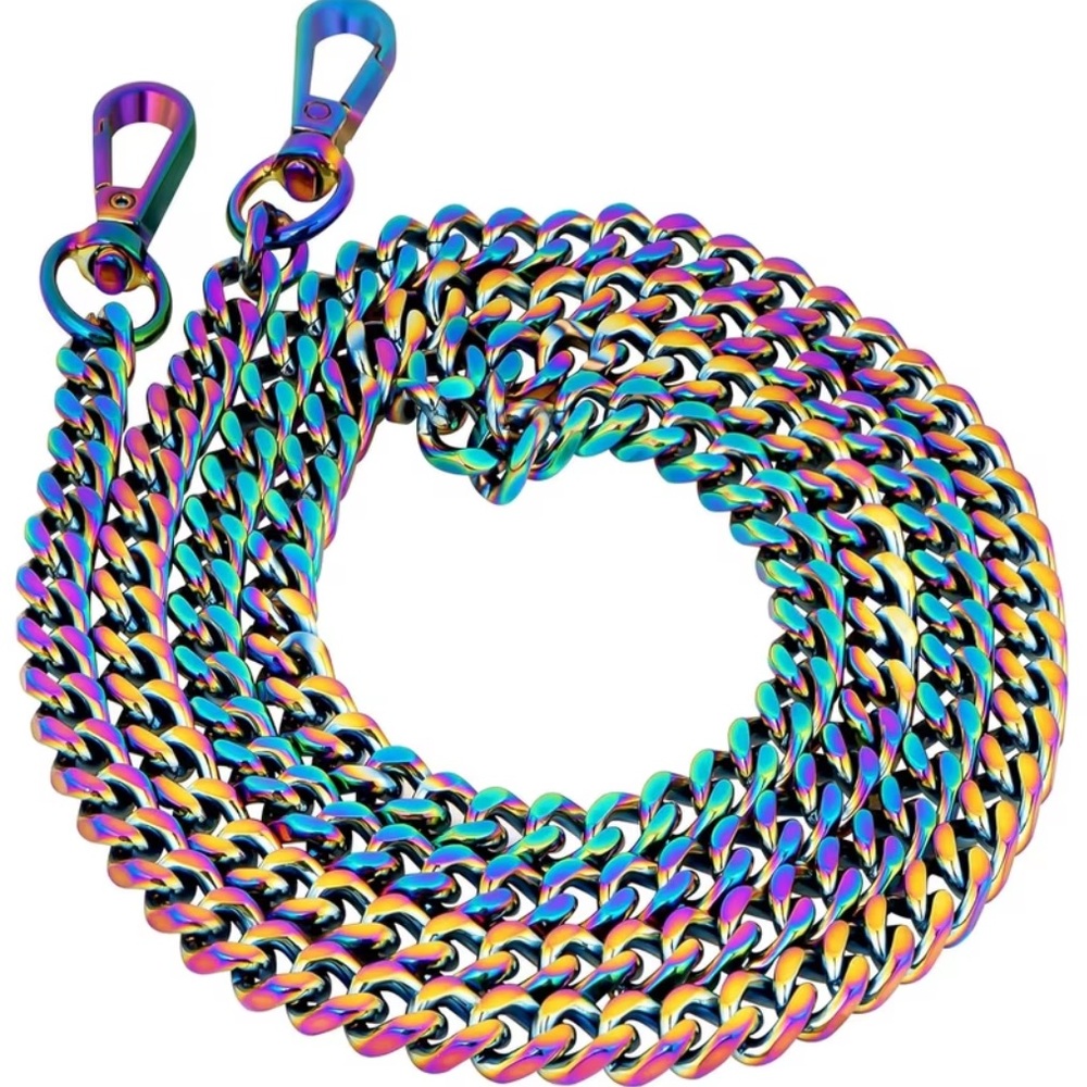 Rainbow Iridescent Chain Shoulder Metal Purse Strap New In Packaging